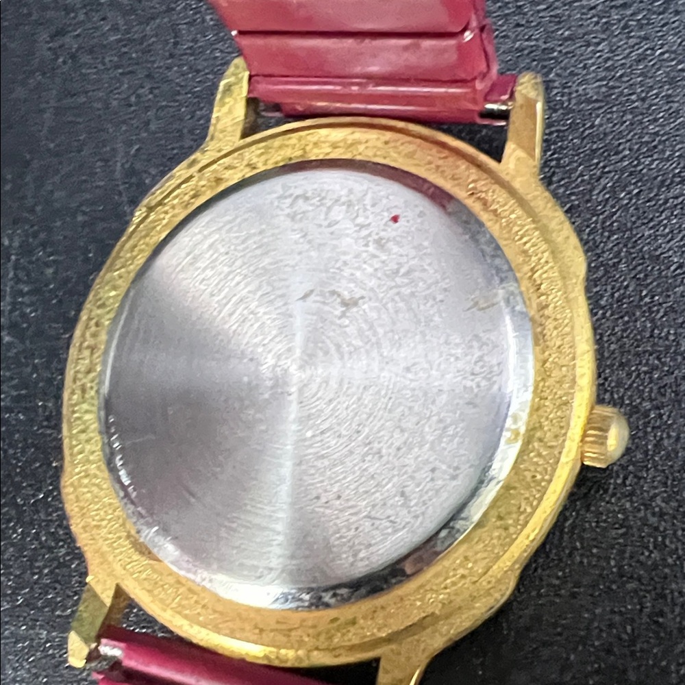 Saint Laurent Red Marble Dial Watch with Gold Case and 6.5” Red Strap - Picture 8 of 9